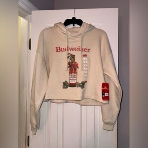 Budweiser Holiday Greetings Cropped Hoodie NWT